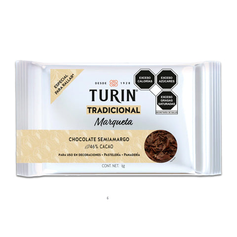 Turín® Marqueta Tradicional Chocolate Semiamargo Pza. Ch.