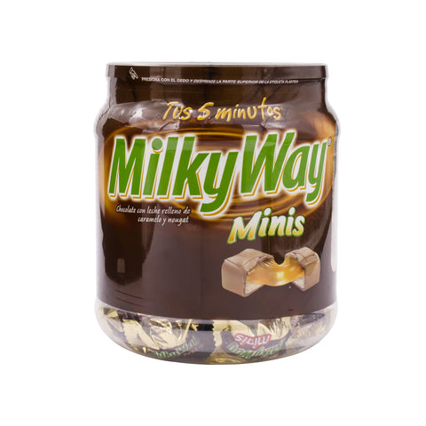 Milky way minis rellenos de leche con caramelo y nougat 53 piezas.