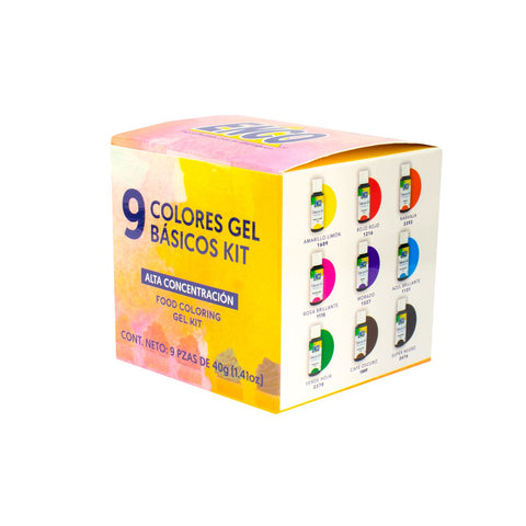 Kit 9 Colorantes Básicos Gel Enco 40 Gr.