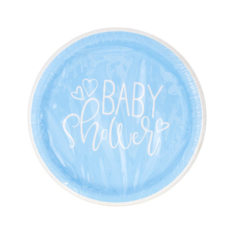 Plato 9 Pulgadas Baby Shower Azul 8 Piezas