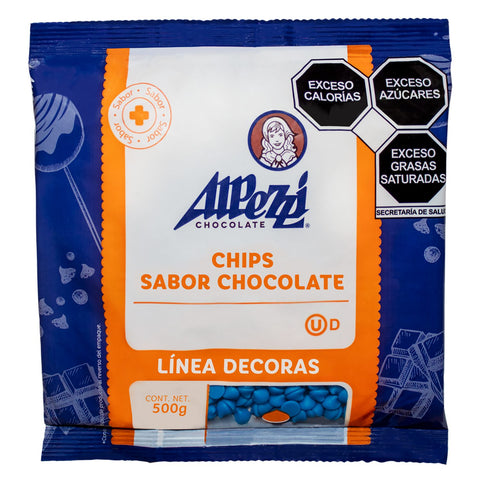 Chips sabor chocolate color azul Alpezzi