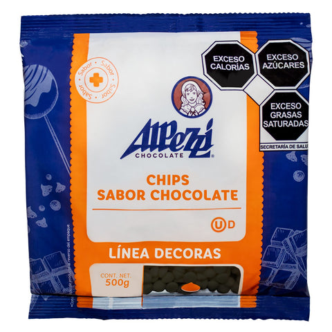 Chips sabor chocolate color negro Alpezzi