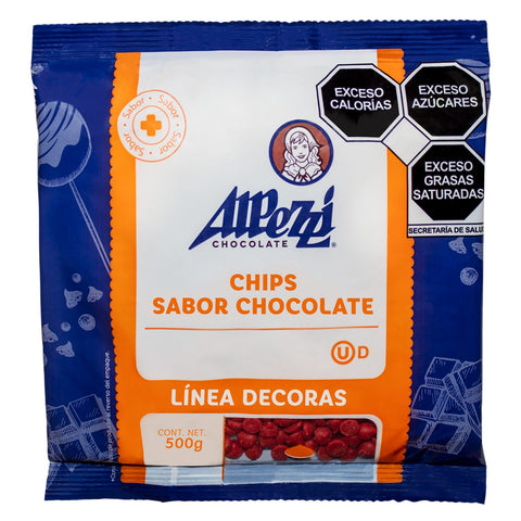 Chips sabor chocolate color rojo Alpezzi