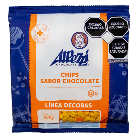 Chips sabor chocolate color amarillo Alpezzi