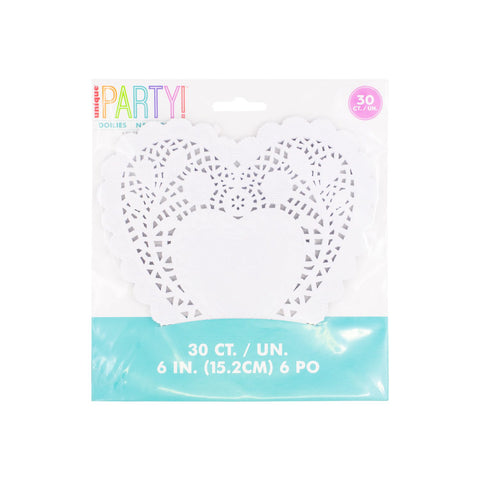 White Heart Doilies 6 Pulgadas 30 Piezas.