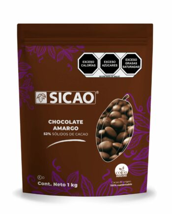 Bolsa de chocolate amargo de la marca Sicao® en formato de wafer's.